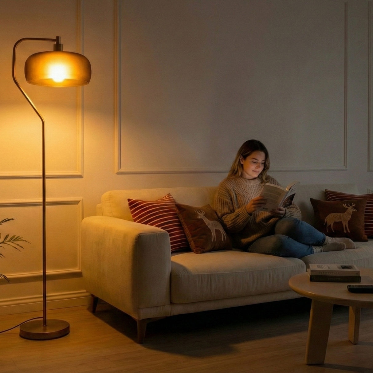 Astris Floor Lamp Black Sprayed and Gold from Ashcroft Furniture - Luna Furniture