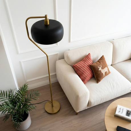 Astris Floor Lamp Black Sprayed and Gold from Ashcroft Furniture - Luna Furniture