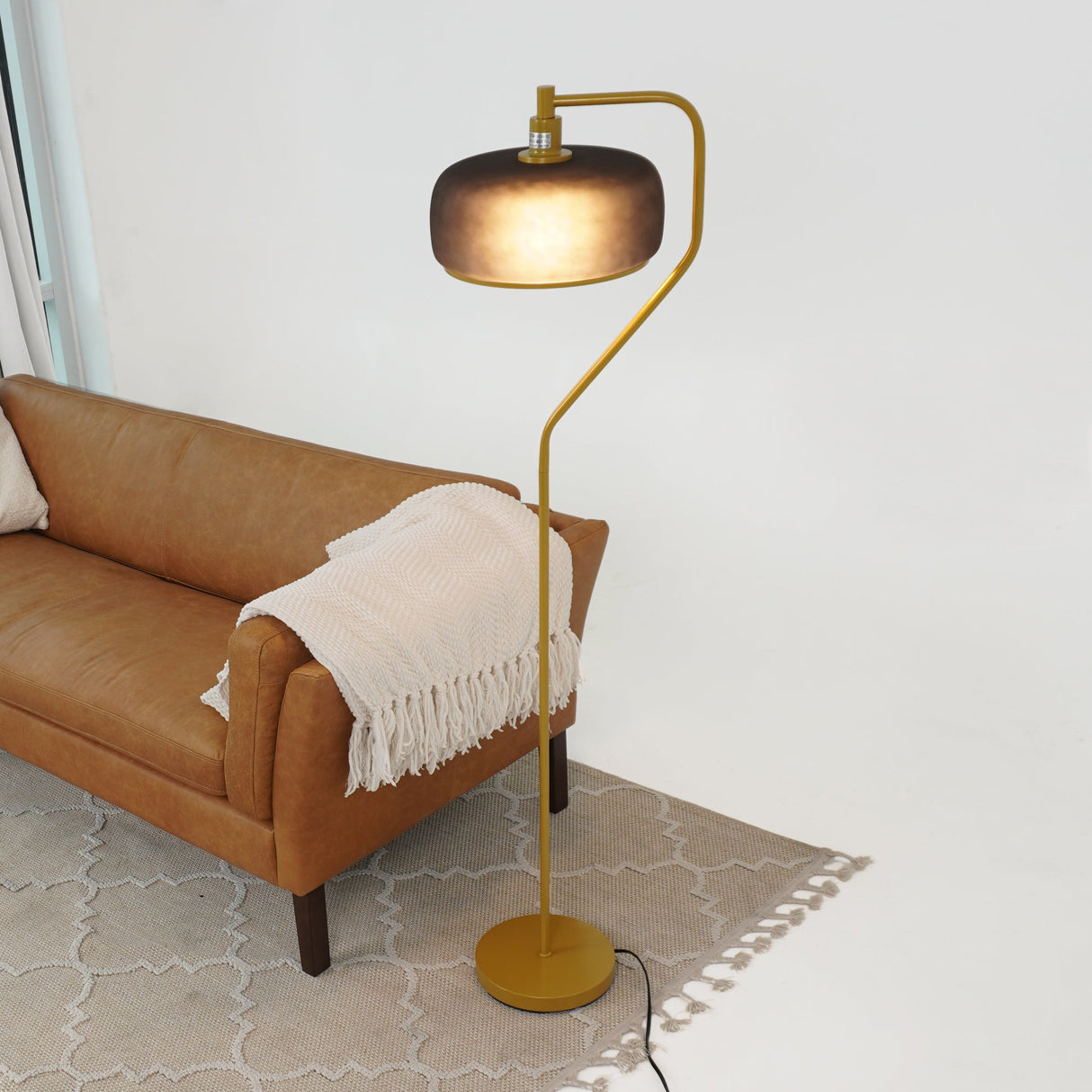Astris Floor Lamp Black Sprayed and Gold from Ashcroft Furniture - Luna Furniture