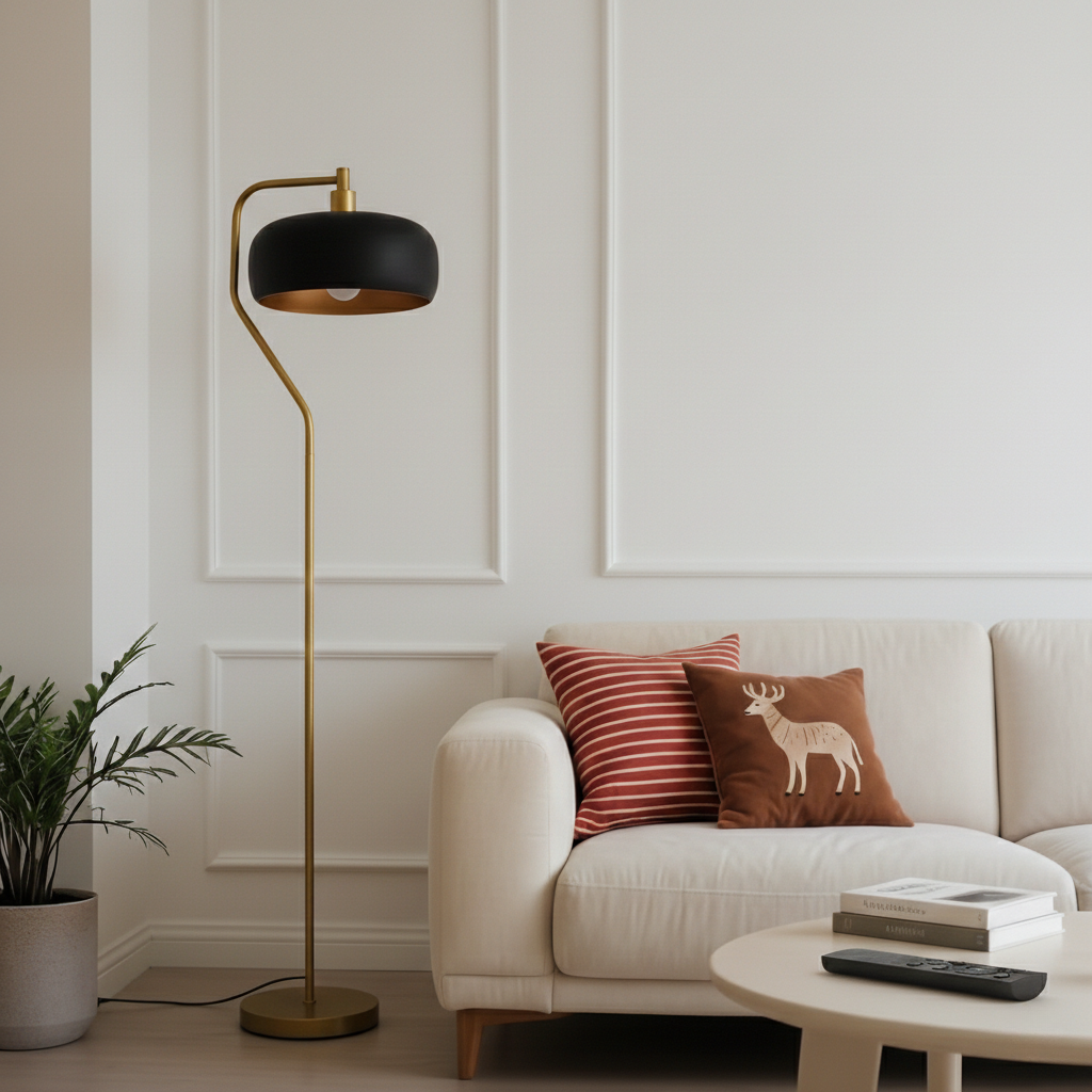 Astris Floor Lamp Black Sprayed and Gold from Ashcroft Furniture - Luna Furniture