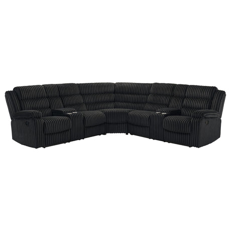 Atkinson Black Upholstered Reclining Sectional Sofa from Coaster - Luna Furniture