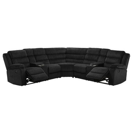 Atkinson Black Upholstered Reclining Sectional Sofa from Coaster - Luna Furniture