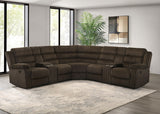 Atkinson Chocolate Upholstered Reclining Sectional Sofa from Coaster - Luna Furniture