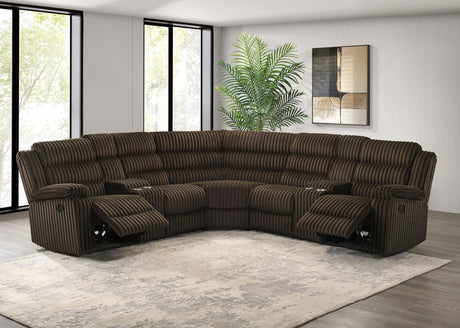 Atkinson Chocolate Upholstered Reclining Sectional Sofa from Coaster - Luna Furniture