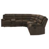 Atkinson Chocolate Upholstered Reclining Sectional Sofa from Coaster - Luna Furniture