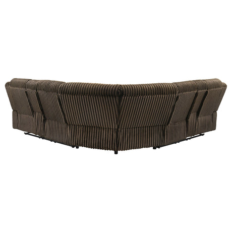 Atkinson Chocolate Upholstered Reclining Sectional Sofa from Coaster - Luna Furniture