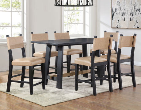 Aubrey 5-Piece 59.5″ Black Finish Counter Dining Set from Steve Silver - Luna Furniture