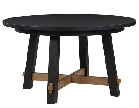 Aubrey 54″ Round Dining Table, Black with Driftwood Stretchers from Steve Silver - Luna Furniture