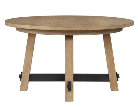 Aubrey 54″ Round Dining Table, Driftwood with Black Stretchers from Steve Silver - Luna Furniture