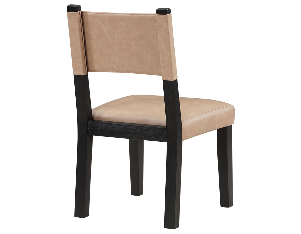 Aubrey Side Chair, Camel Vegan Leather with Black wood finish from Steve Silver - Luna Furniture