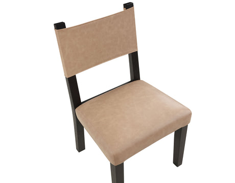 Aubrey Side Chair, Camel Vegan Leather with Black wood finish from Steve Silver - Luna Furniture