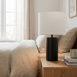 Aura Black Table Lamp with On/Off Switch Black Block Base from Ashcroft Furniture - Luna Furniture