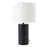 Aura Black Table Lamp with On/Off Switch Black Block Base from Ashcroft Furniture - Luna Furniture