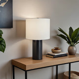 Aura Black Table Lamp with On/Off Switch Black Block Base from Ashcroft Furniture - Luna Furniture