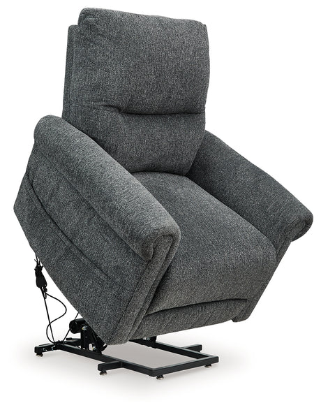 Aureta Charcoal Power Lift Recliner from Ashley - Luna Furniture