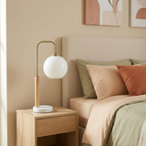 Auris White Globe Lampshade Table Lamp with Marble Base from Ashcroft Furniture - Luna Furniture