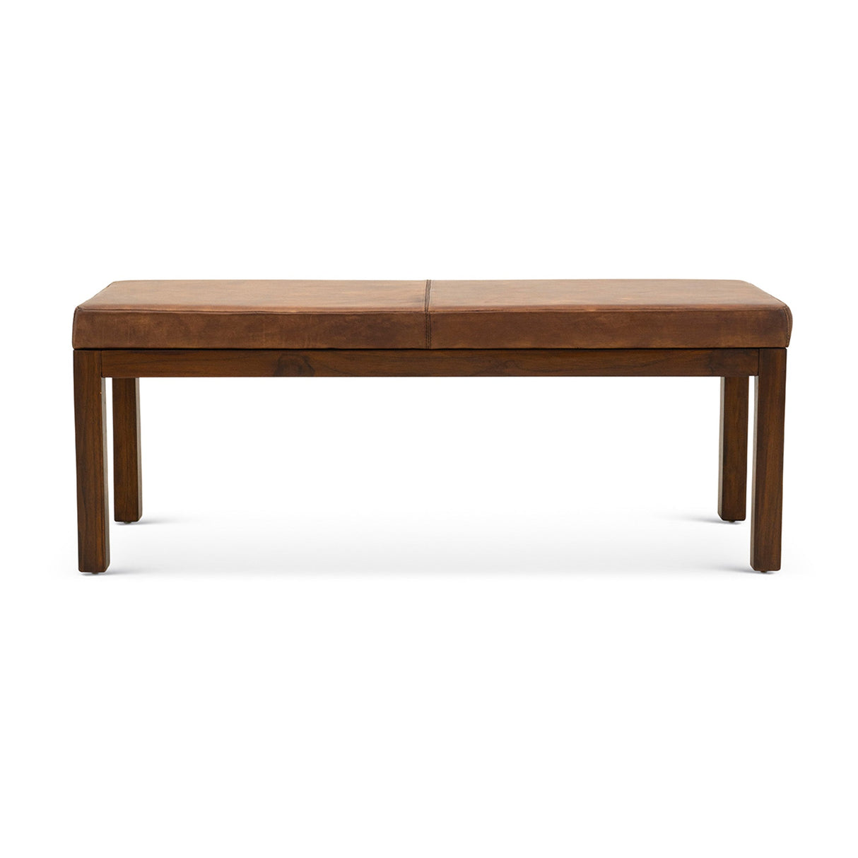 Austin Antique Tan Leather Bench with Lines from Midinmod - Luna Furniture