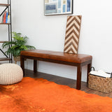 Austin Antique Tan Leather Bench with Lines from Midinmod - Luna Furniture