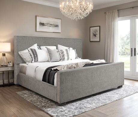 Ava Gray King Upholstered Bed from Happy Homes - Luna Furniture