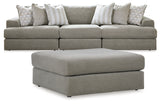 Avaliyah Ash 3-Piece Sectional with Ottoman from Ashley - Luna Furniture