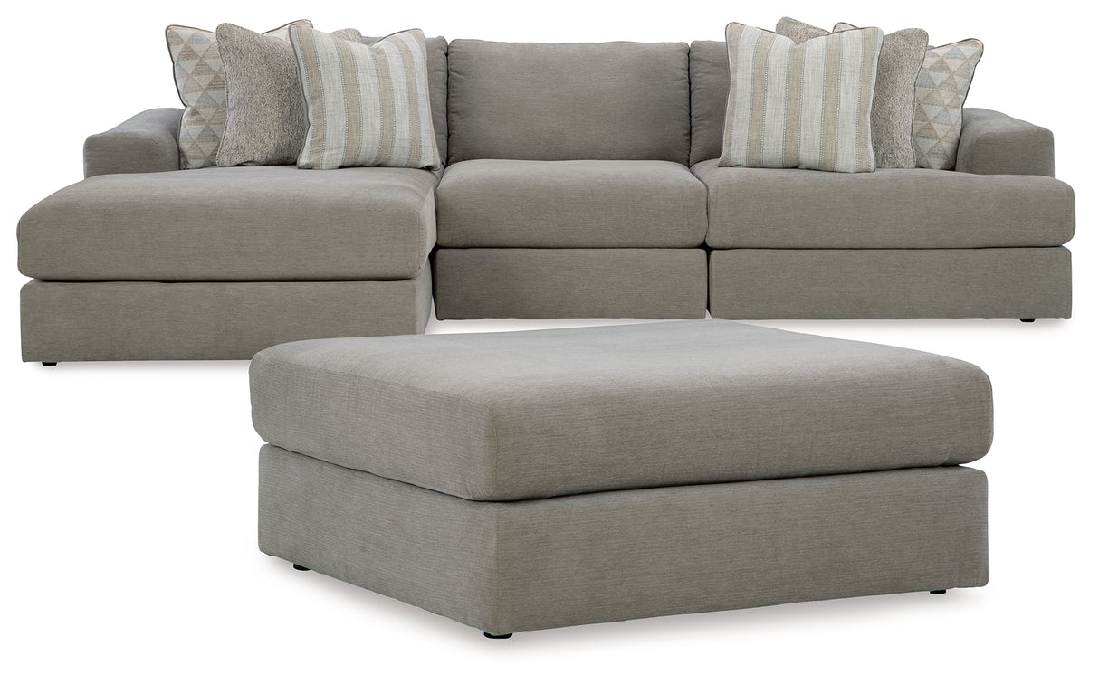Avaliyah Ash 3-Piece Sectional with Ottoman from Ashley - Luna Furniture