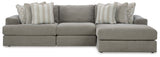 Avaliyah Ash 3-Piece Sectional with Ottoman from Ashley - Luna Furniture