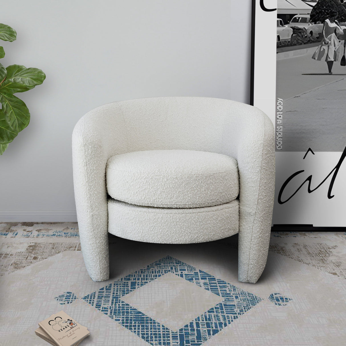Avalon White Boucle Lounge Chair from Midinmod - Luna Furniture