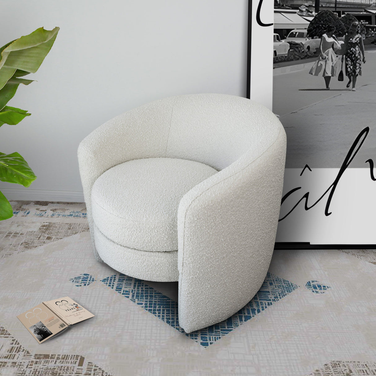 Avalon White Boucle Lounge Chair from Midinmod - Luna Furniture