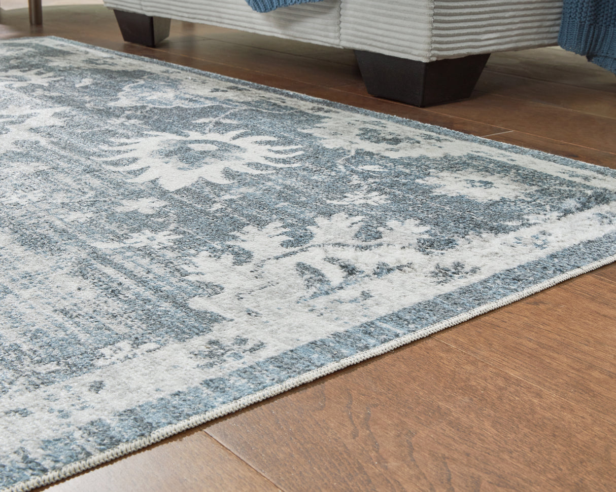 Avanworths Blue/Gray/Ivory Washable Large Rug from Ashley - Luna Furniture