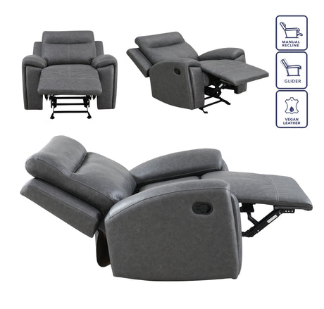 Gaston Gray Manual Glider Recliner from Steve Silver - Luna Furniture