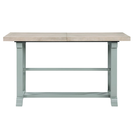Darcy 64-82″Counter Table with 18-inch leaf, Mint Green and Natural Finish from Steve Silver - Luna Furniture