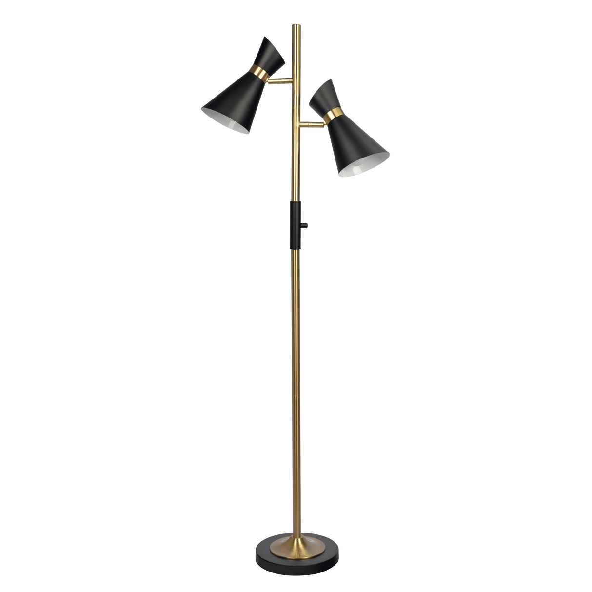 Axis Brassed Gold Floor Lamp with 4-Way Switch Double Spots with Metal Base from Midinmod - Luna Furniture