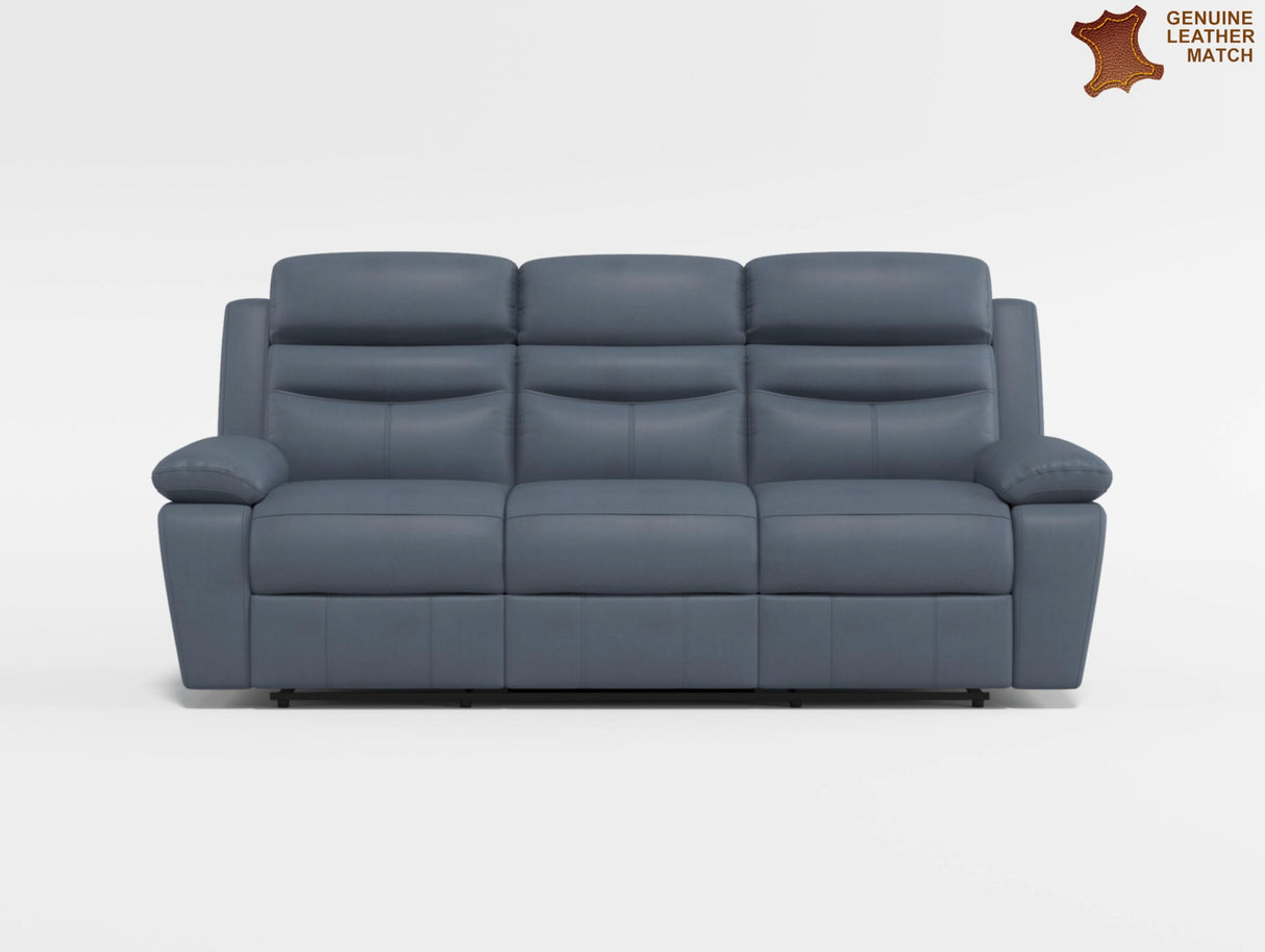 Hancock Blue Leather Double Reclining Sofa from Homelegance - Luna Furniture