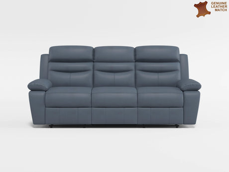Hancock Blue Leather Double Reclining Sofa from Homelegance - Luna Furniture