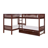 Rowe Dark Cherry Corner Bunk Bed with Twin Trundle from Homelegance - Luna Furniture