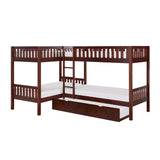 Rowe Dark Cherry Corner Bunk Bed with Twin Trundle from Homelegance - Luna Furniture