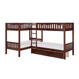 Rowe Dark Cherry Corner Bunk Bed with Storage Boxes from Homelegance - Luna Furniture