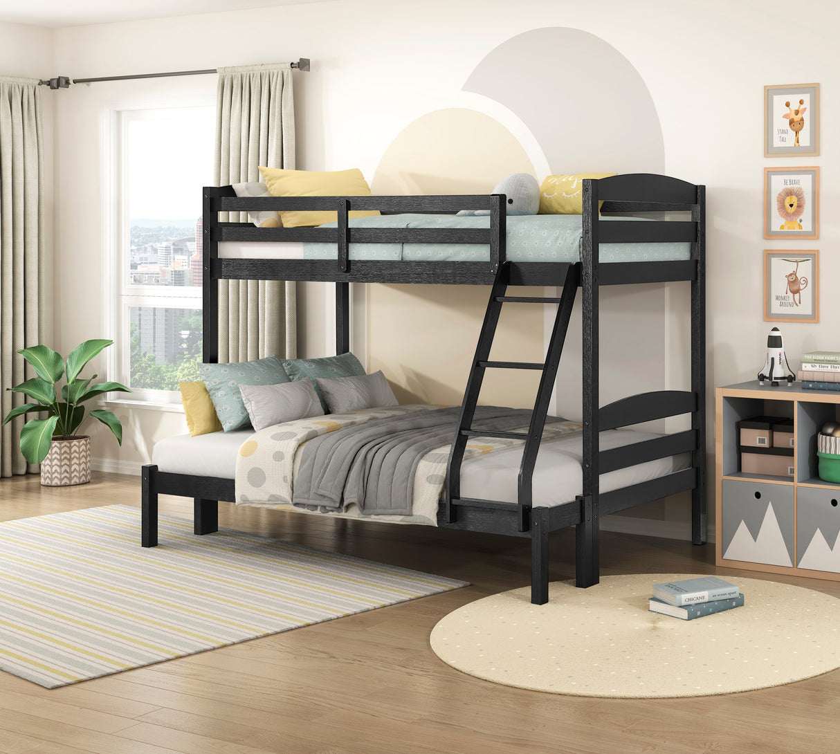 Lani Black Twin/Full Bunk Bed from Homelegance - Luna Furniture