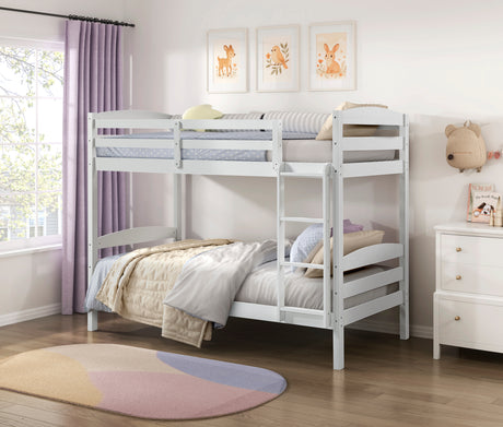 Lani White Twin/Twin Bunk Bed from Homelegance - Luna Furniture
