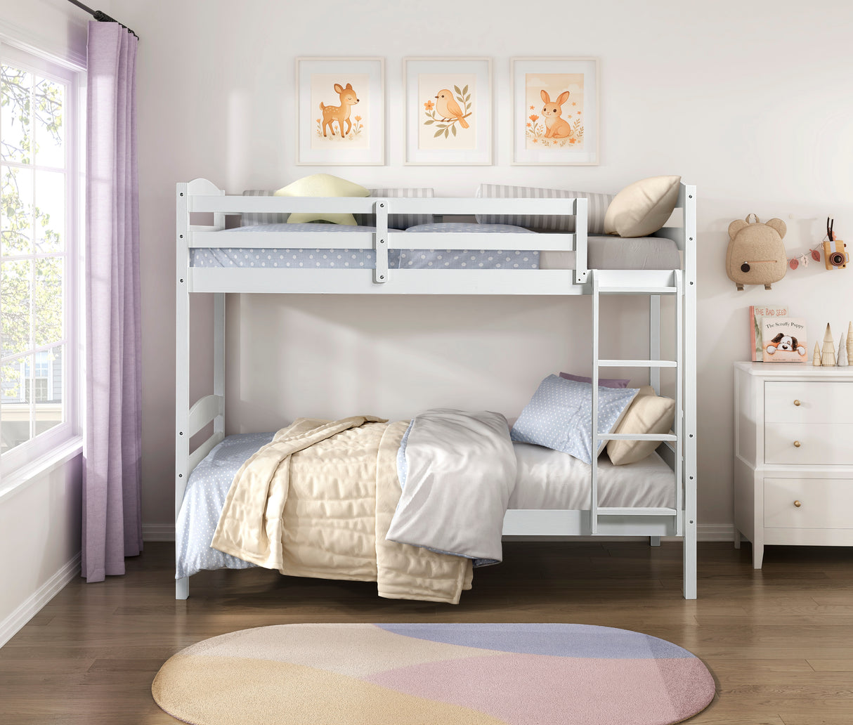Lani White Twin/Twin Bunk Bed from Homelegance - Luna Furniture
