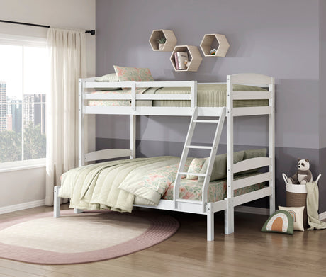 Lani White Twin/Full Bunk Bed from Homelegance - Luna Furniture