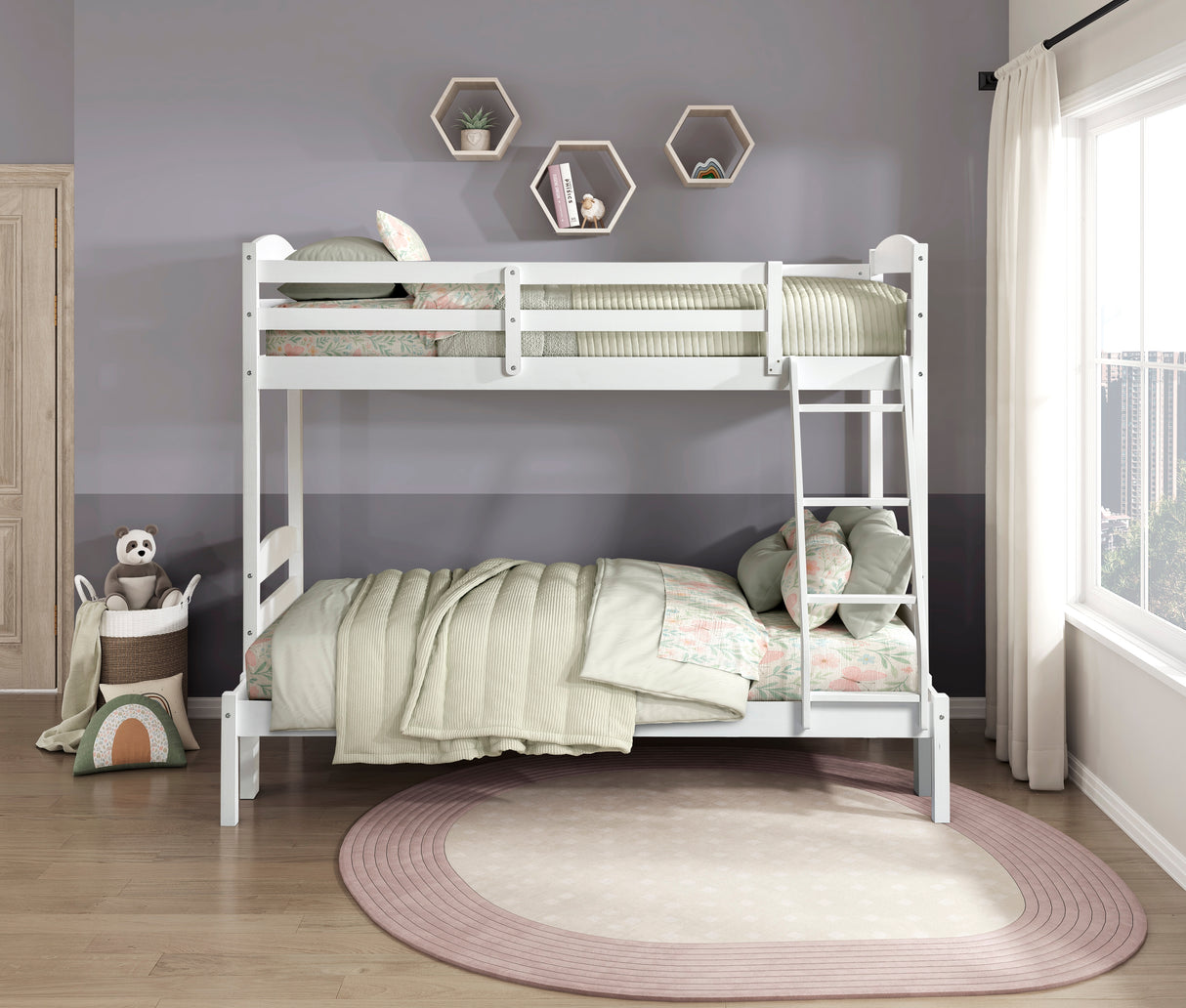 Lani White Twin/Full Bunk Bed from Homelegance - Luna Furniture