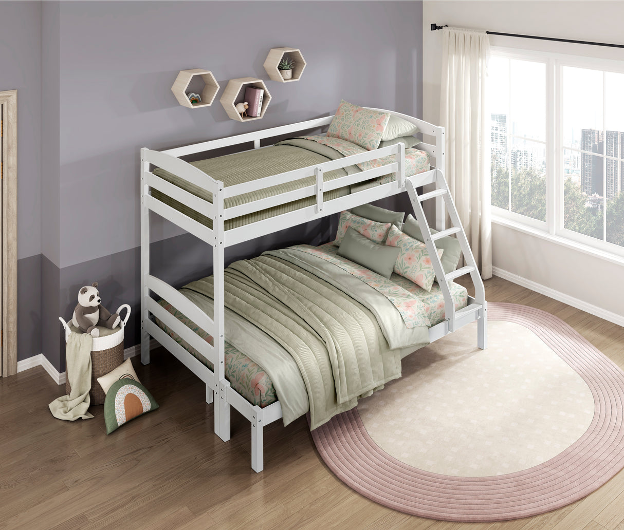 Lani White Twin/Full Bunk Bed from Homelegance - Luna Furniture