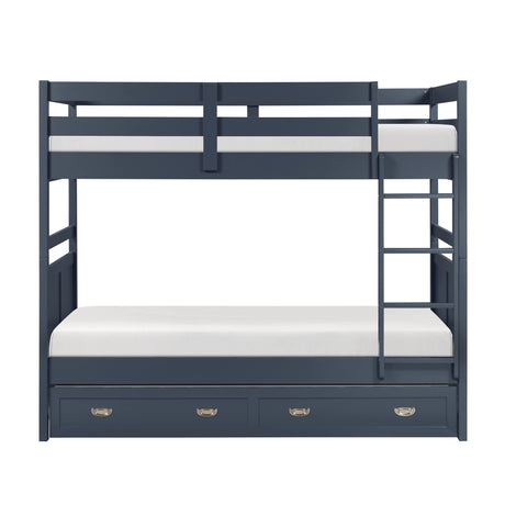 Sloane Navy Blue Twin/Twin Bunk Bed from Homelegance - Luna Furniture
