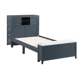 Sloane Navy Blue Twin Bookcase Bed with Hidden Desk, Stool and Storage Bench from Homelegance - Luna Furniture