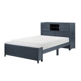 Sloane Navy Blue Full Bookcase Bed with Hidden Desk, Stool and Storage Bench from Homelegance - Luna Furniture