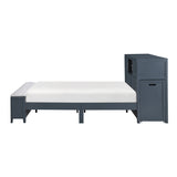 Sloane Navy Blue Full Bookcase Bed with Hidden Desk, Stool and Storage Bench from Homelegance - Luna Furniture