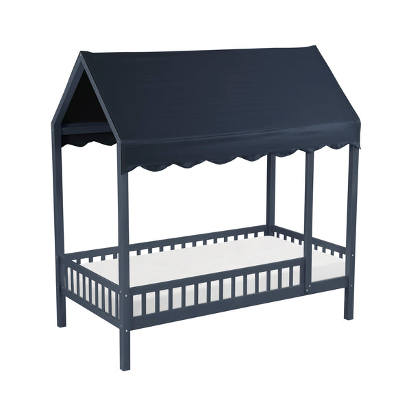 Sloane Navy Blue Twin Canopy Platform Bed