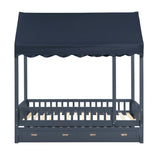 Sloane Navy Blue Twin Canopy Platform Bed from Homelegance - Luna Furniture