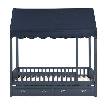 Sloane Navy Blue Twin Canopy Platform Bed from Homelegance - Luna Furniture
